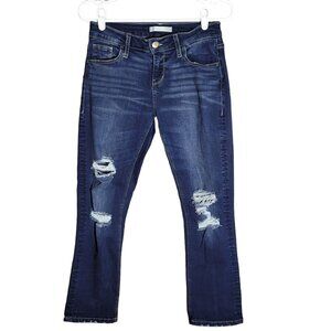 Daytrip Jeans Size 26 Virgo Cropped Skinny Ripped Stretch Medium Dark Wash